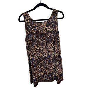 Vtg Womens Leopard Print Sleeveless Lingerie Nightgown 1970s Nightie Large